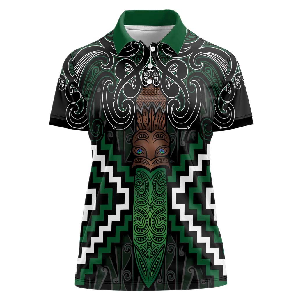 Maori Taiaha Pounamu Whakairo Personalized Women Polo Shirt Jade Poutama Motifs