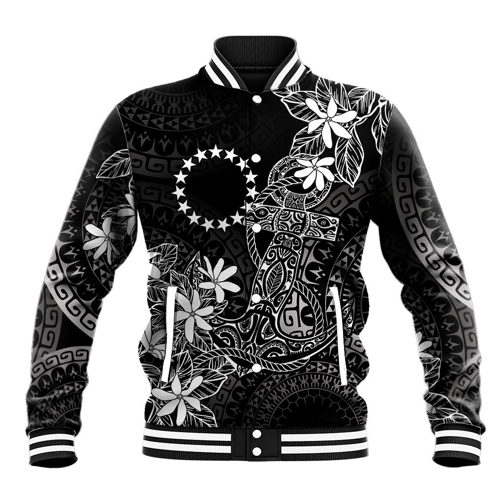 Black Kuki Airani Tapakau Baseball Jacket Tribal Anchor Mix Tiare
