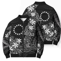 Black Kuki Airani Tapakau Bomber Puffer Jacket Tribal Anchor Mix Tiare