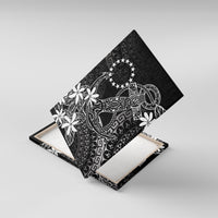 Black Kuki Airani Tapakau Canvas Wall Art Tribal Anchor Mix Tiare LT7 With Frame Black - Polynesian Pride