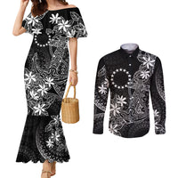 Black Kuki Airani Tapakau Couples Matching Mermaid Dress and Long Sleeve Button Shirt Tribal Anchor Mix Tiare LT7 Black - Polynesian Pride