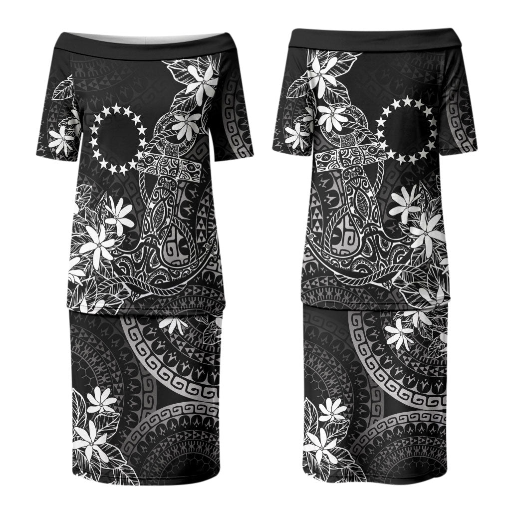 Black Kuki Airani Tapakau Couples Matching Puletasi and Hawaiian Shirt Tribal Anchor Mix Tiare LT7 - Polynesian Pride