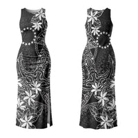 Black Kuki Airani Tapakau Couples Matching Tank Maxi Dress and Long Sleeve Button Shirt Tribal Anchor Mix Tiare LT7 - Polynesian Pride
