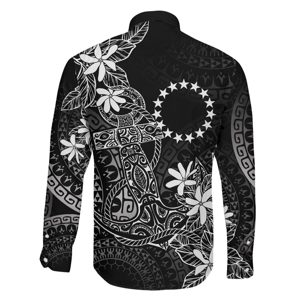 Black Kuki Airani Tapakau Family Matching Long Sleeve Bodycon Dress and Hawaiian Shirt Tribal Anchor Mix Tiare LT7 - Polynesian Pride
