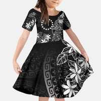 Black Kuki Airani Tapakau Family Matching Mermaid Dress and Hawaiian Shirt Tribal Anchor Mix Tiare LT7 Daughter's Dress Black - Polynesian Pride