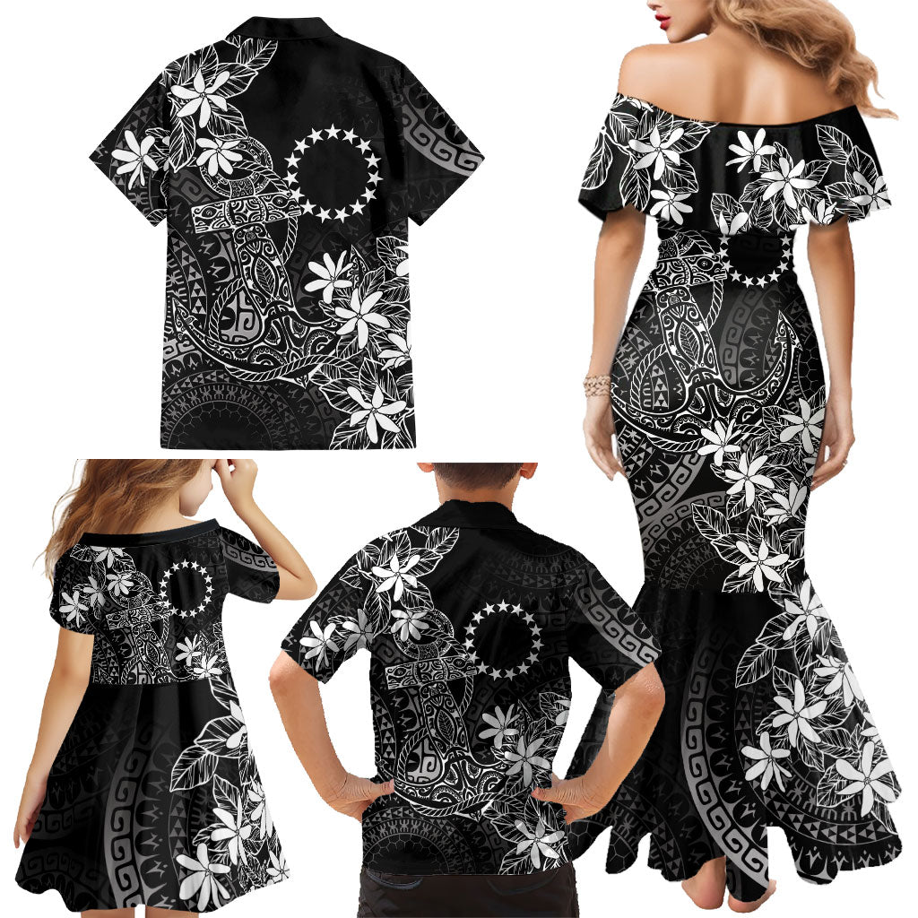 Black Kuki Airani Tapakau Family Matching Mermaid Dress and Hawaiian Shirt Tribal Anchor Mix Tiare LT7 - Polynesian Pride