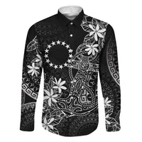 Black Kuki Airani Tapakau Family Matching Off Shoulder Maxi Dress and Hawaiian Shirt Tribal Anchor Mix Tiare LT7 Dad's Shirt - Long Sleeve Black - Polynesian Pride