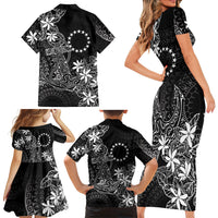 Black Kuki Airani Tapakau Family Matching Short Sleeve Bodycon Dress and Hawaiian Shirt Tribal Anchor Mix Tiare LT7 - Polynesian Pride