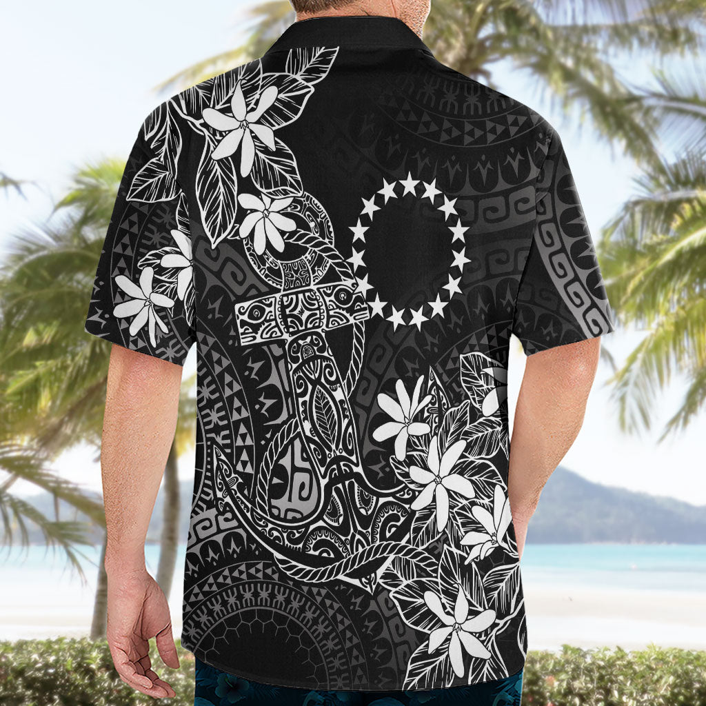 Black Kuki Airani Tapakau Hawaiian Shirt Tribal Anchor Mix Tiare