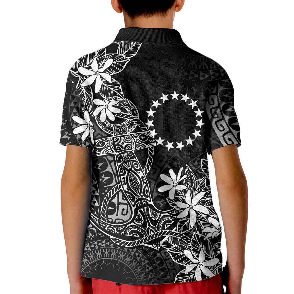 Black Kuki Airani Tapakau Kid Polo Shirt Tribal Anchor Mix Tiare