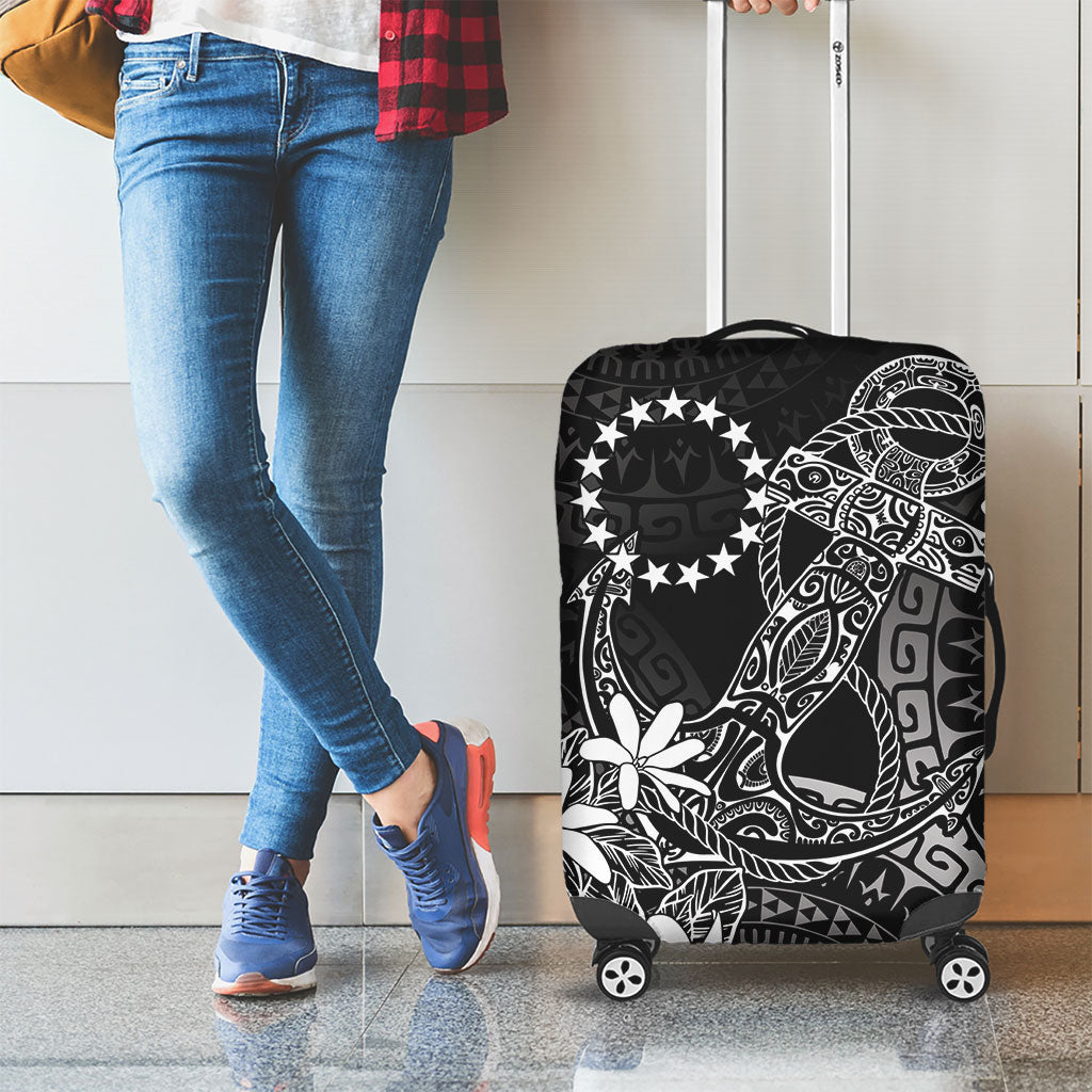 Black Kuki Airani Tapakau Luggage Cover Tribal Anchor Mix Tiare