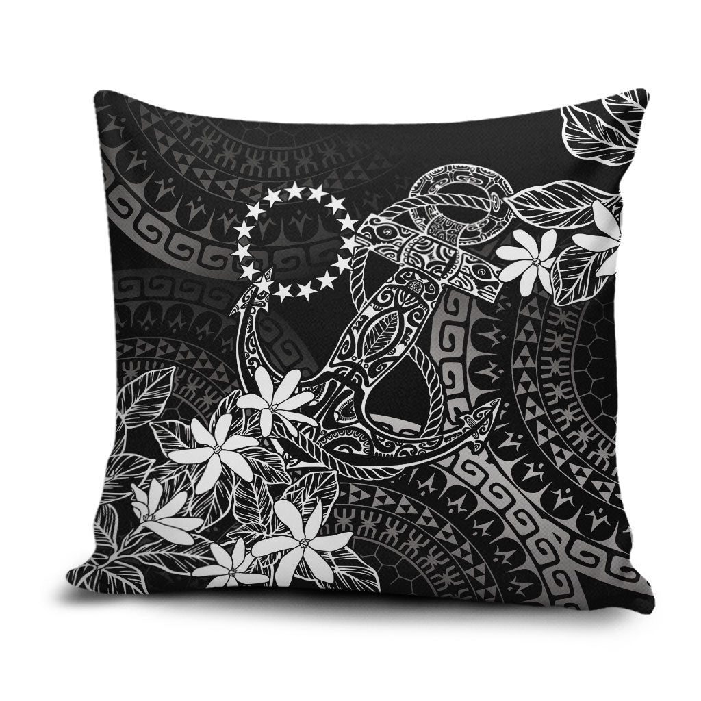 Black Kuki Airani Tapakau Pillow Cover Tribal Anchor Mix Tiare