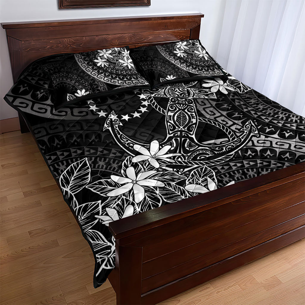 Black Kuki Airani Tapakau Quilt Bed Set Tribal Anchor Mix Tiare