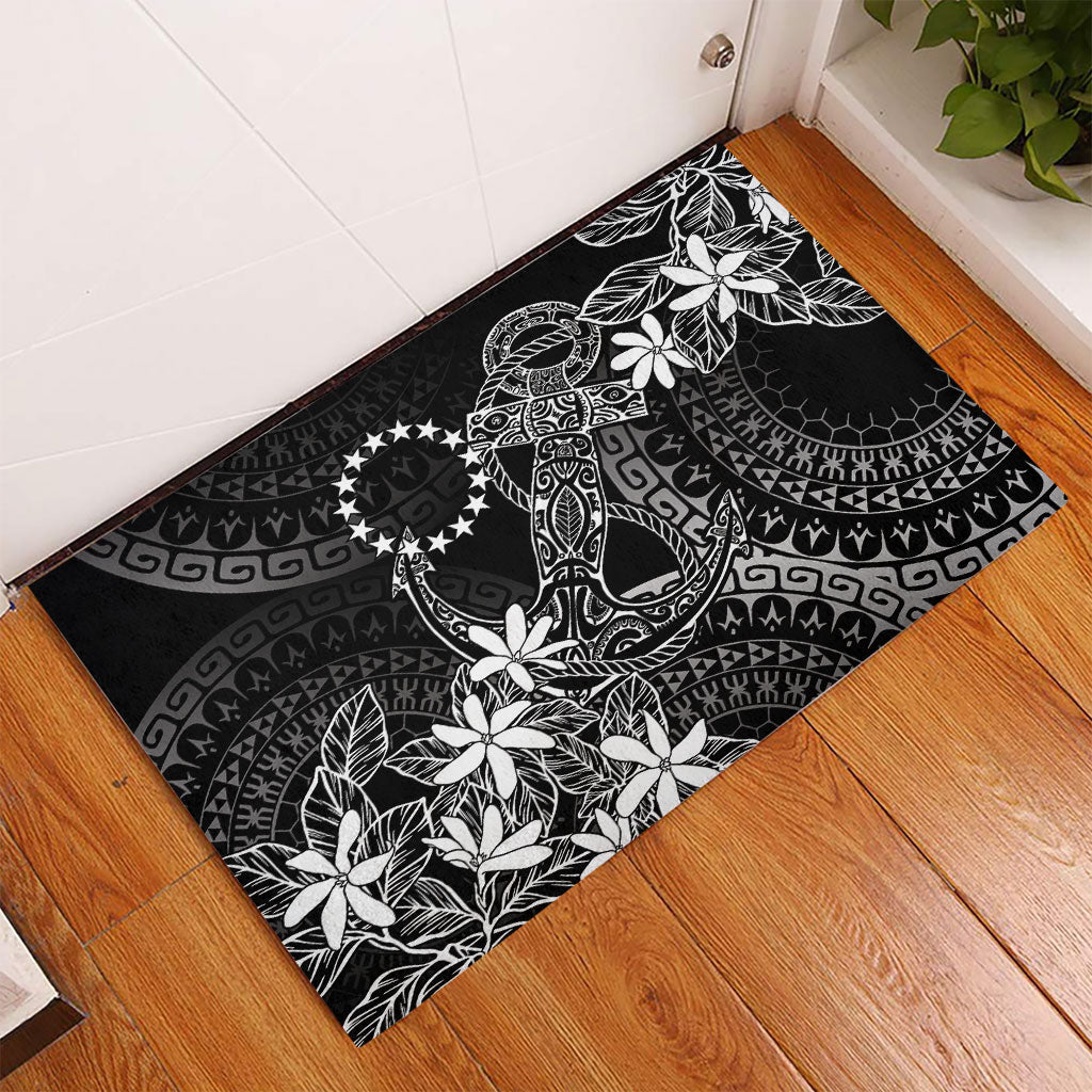 Black Kuki Airani Tapakau Rubber Doormat Tribal Anchor Mix Tiare LT7 - Polynesian Pride