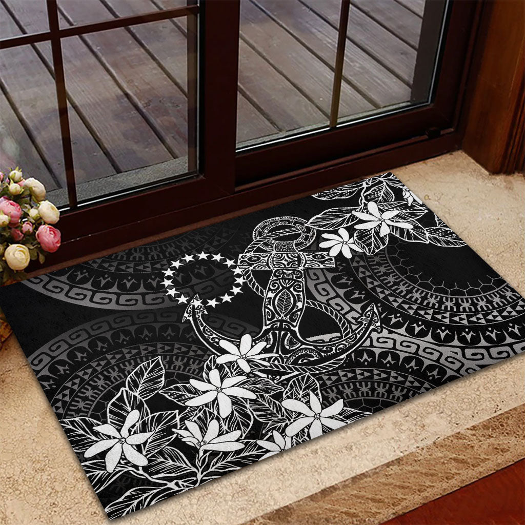 Black Kuki Airani Tapakau Rubber Doormat Tribal Anchor Mix Tiare LT7 - Polynesian Pride