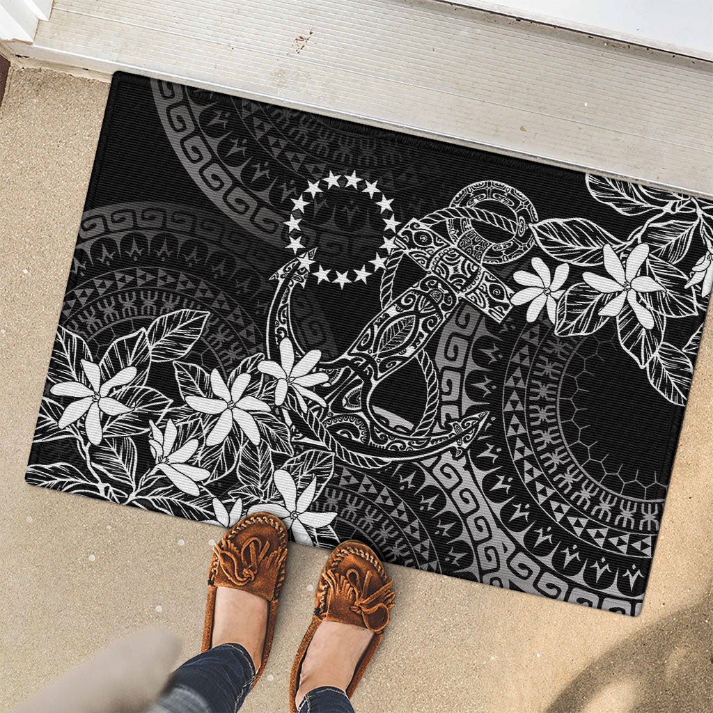 Black Kuki Airani Tapakau Rubber Doormat Tribal Anchor Mix Tiare LT7 - Polynesian Pride