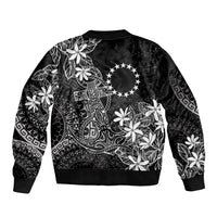 Black Kuki Airani Tapakau Sleeve Zip Bomber Jacket Tribal Anchor Mix Tiare