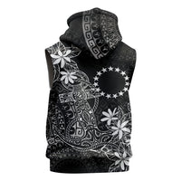 Black Kuki Airani Tapakau Sleeveless Hoodie Tribal Anchor Mix Tiare
