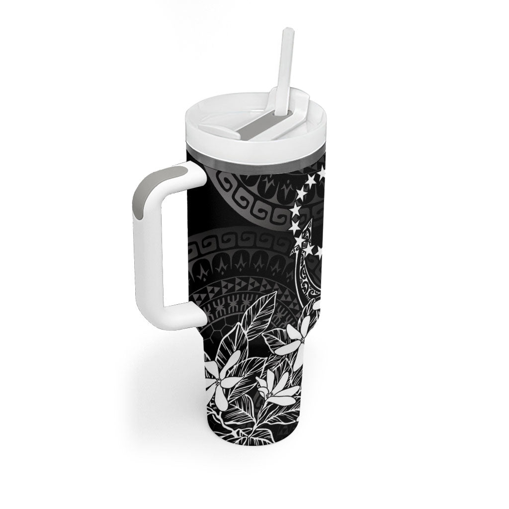 Black Kuki Airani Tapakau Tumbler With Handle Tribal Anchor Mix Tiare