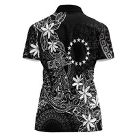Black Kuki Airani Tapakau Women Polo Shirt Tribal Anchor Mix Tiare