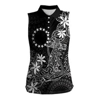 Black Kuki Airani Tapakau Women Sleeveless Polo Shirt Tribal Anchor Mix Tiare LT7 Female Black - Polynesian Pride