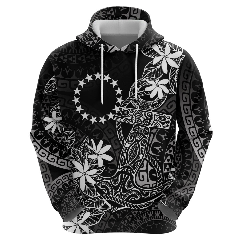 Black Kuki Airani Tapakau Zip Hoodie Tribal Anchor Mix Tiare