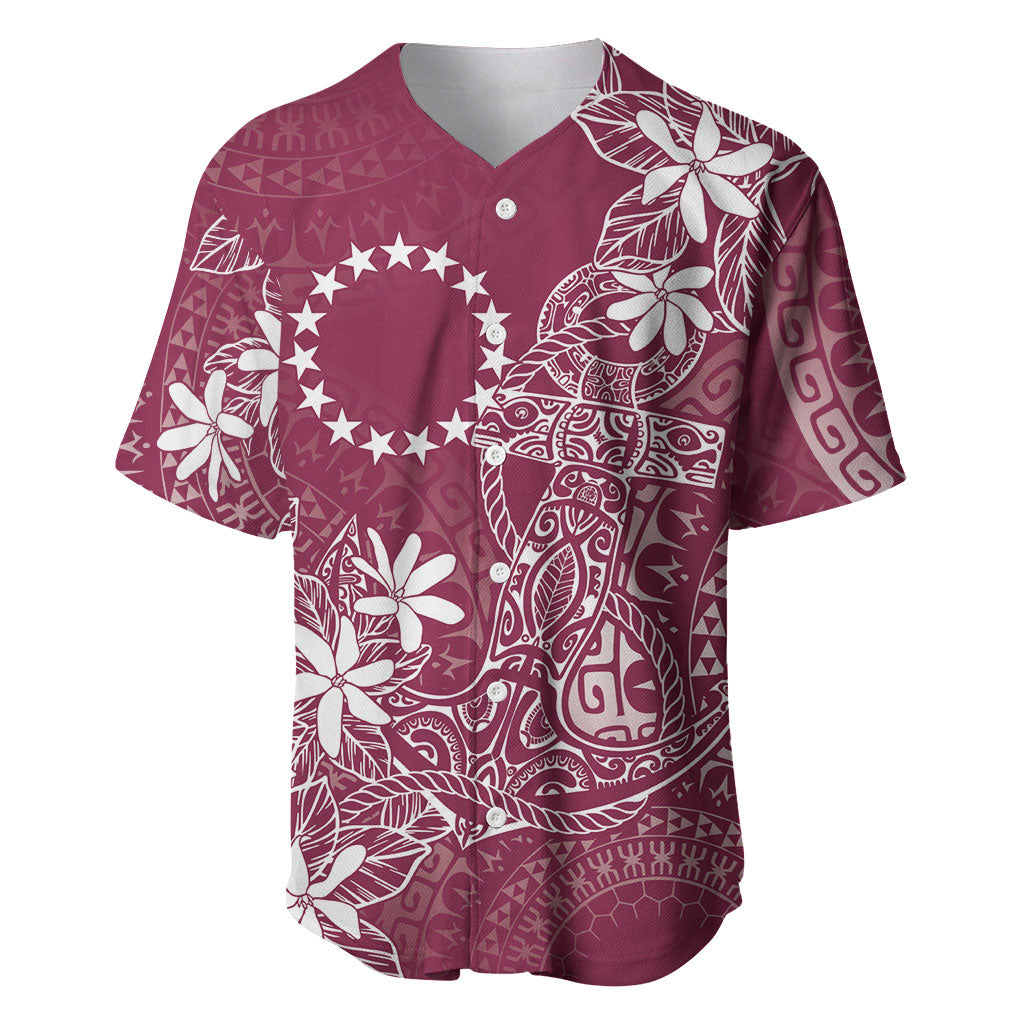 Maroon Kuki Airani Tapakau Baseball Jersey Tribal Anchor Mix Tiare