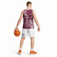 Maroon Kuki Airani Tapakau Basketball Jersey Tribal Anchor Mix Tiare LT7 - Polynesian Pride