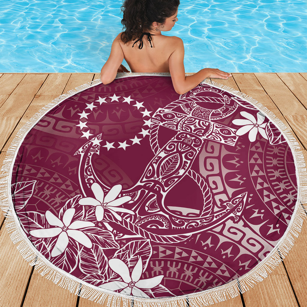 Maroon Kuki Airani Tapakau Beach Blanket Tribal Anchor Mix Tiare