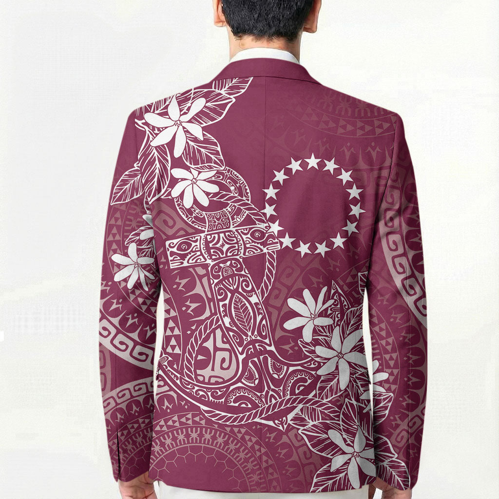 Maroon Kuki Airani Tapakau Blazer Tribal Anchor Mix Tiare