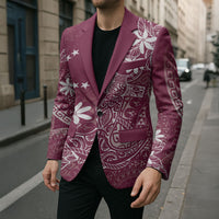 Maroon Kuki Airani Tapakau Blazer Tribal Anchor Mix Tiare