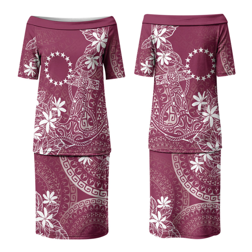 Maroon Kuki Airani Tapakau Couples Matching Puletasi and Hawaiian Shirt Tribal Anchor Mix Tiare LT7 - Polynesian Pride