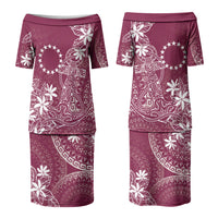 Maroon Kuki Airani Tapakau Couples Matching Puletasi and Hawaiian Shirt Tribal Anchor Mix Tiare LT7 - Polynesian Pride