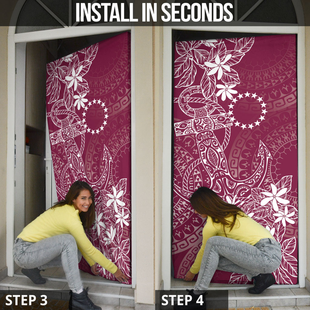 Maroon Kuki Airani Tapakau Door Cover Tribal Anchor Mix Tiare