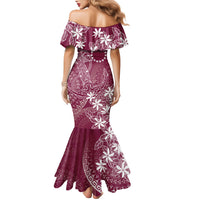 Maroon Kuki Airani Tapakau Family Matching Mermaid Dress and Hawaiian Shirt Tribal Anchor Mix Tiare LT7 - Polynesian Pride