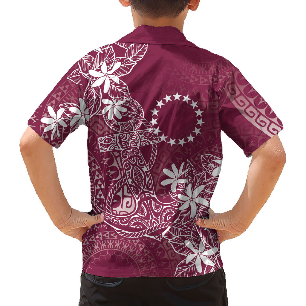 Maroon Kuki Airani Tapakau Family Matching Off Shoulder Short Dress and Hawaiian Shirt Tribal Anchor Mix Tiare LT7 - Polynesian Pride