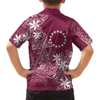 Maroon Kuki Airani Tapakau Family Matching Off Shoulder Short Dress and Hawaiian Shirt Tribal Anchor Mix Tiare LT7 - Polynesian Pride