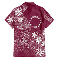 Maroon Kuki Airani Tapakau Family Matching Off Shoulder Short Dress and Hawaiian Shirt Tribal Anchor Mix Tiare LT7 - Polynesian Pride