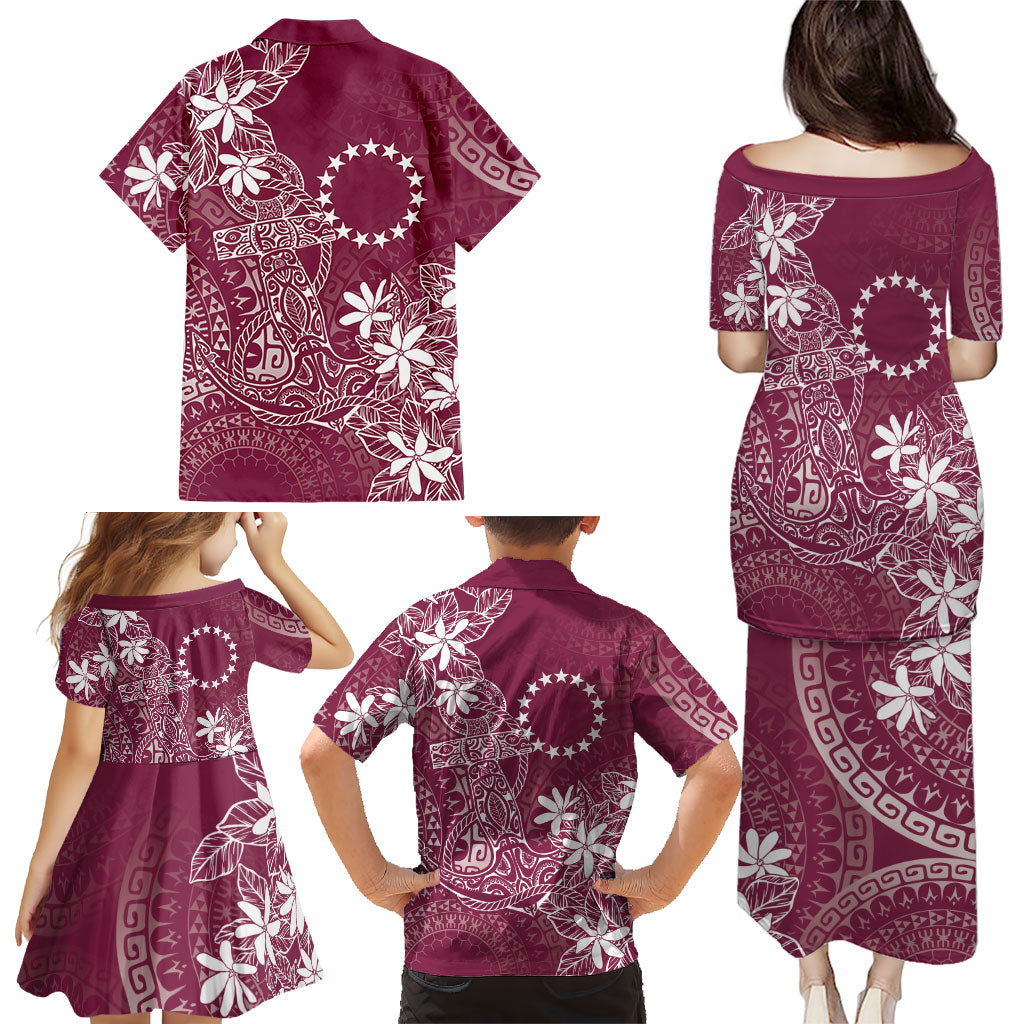 Maroon Kuki Airani Tapakau Family Matching Puletasi and Hawaiian Shirt Tribal Anchor Mix Tiare LT7 - Polynesian Pride