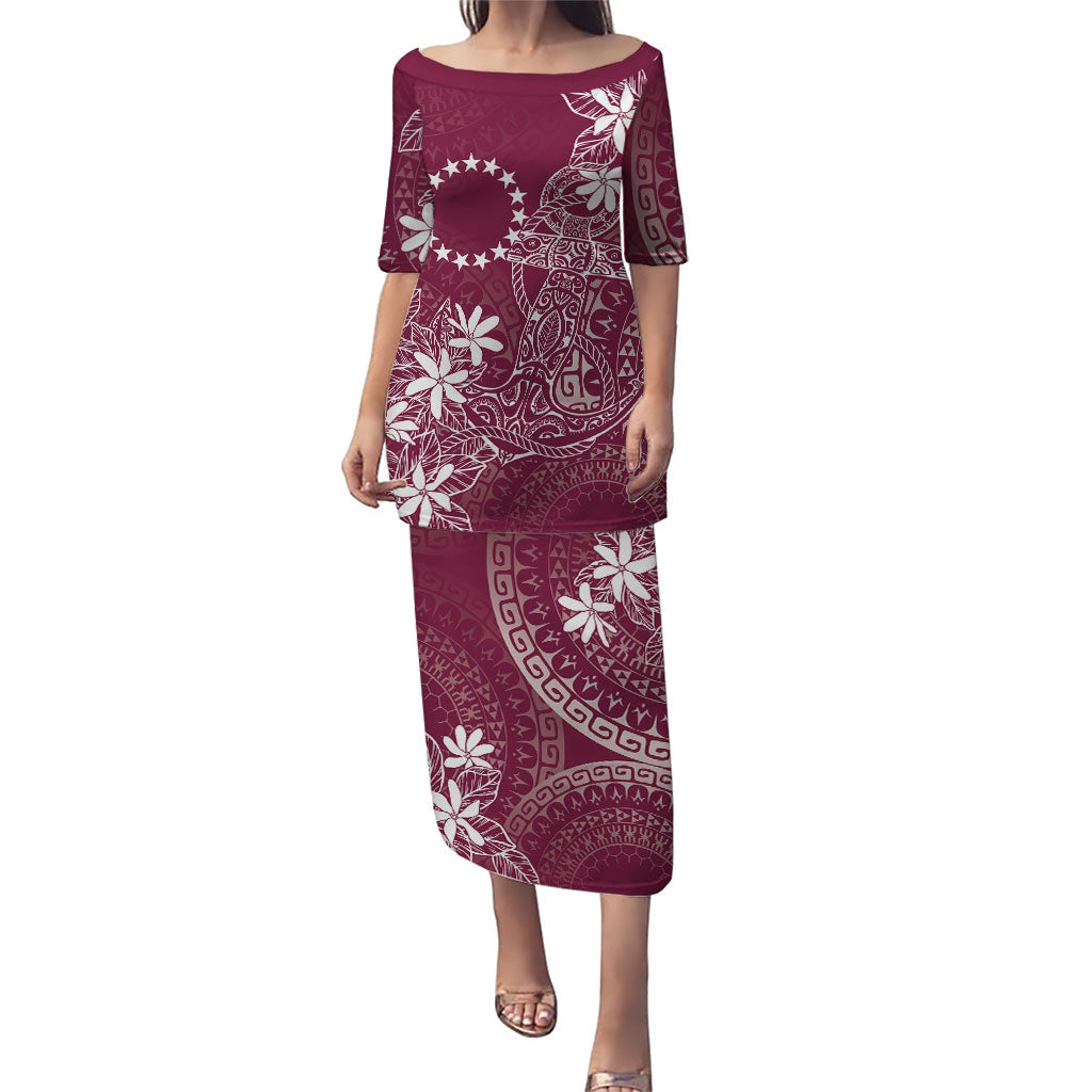 Maroon Kuki Airani Tapakau Family Matching Puletasi and Hawaiian Shirt Tribal Anchor Mix Tiare LT7 Mom's Dress Maroon - Polynesian Pride