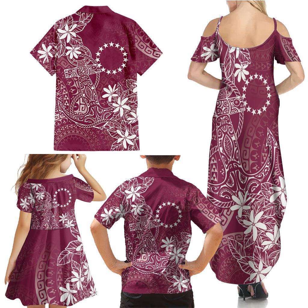 Maroon Kuki Airani Tapakau Family Matching Summer Maxi Dress and Hawaiian Shirt Tribal Anchor Mix Tiare LT7 - Polynesian Pride