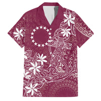 Maroon Kuki Airani Tapakau Family Matching Tank Maxi Dress and Hawaiian Shirt Tribal Anchor Mix Tiare LT7 Dad's Shirt - Short Sleeve Maroon - Polynesian Pride