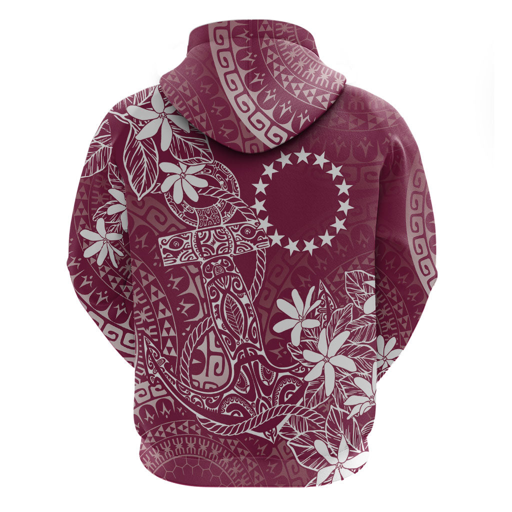 Maroon Kuki Airani Tapakau Hoodie Tribal Anchor Mix Tiare