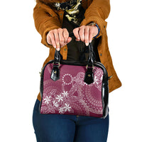 Maroon Kuki Airani Tapakau Shoulder Handbag Tribal Anchor Mix Tiare