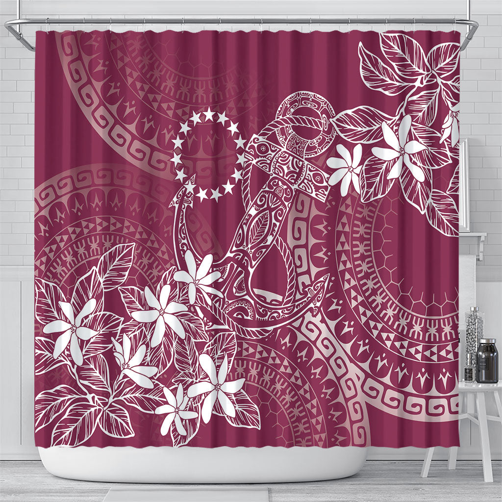 Maroon Kuki Airani Tapakau Shower Curtain Tribal Anchor Mix Tiare