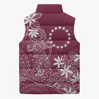 Maroon Kuki Airani Tapakau Sleeveless Puffer Jacket Tribal Anchor Mix Tiare