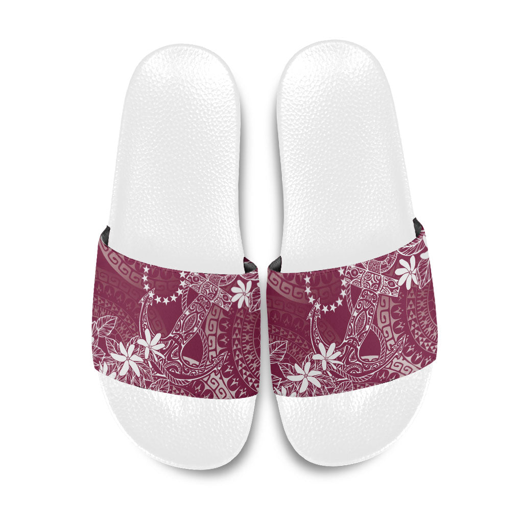 Maroon Kuki Airani Tapakau Slide Sandals Tribal Anchor Mix Tiare