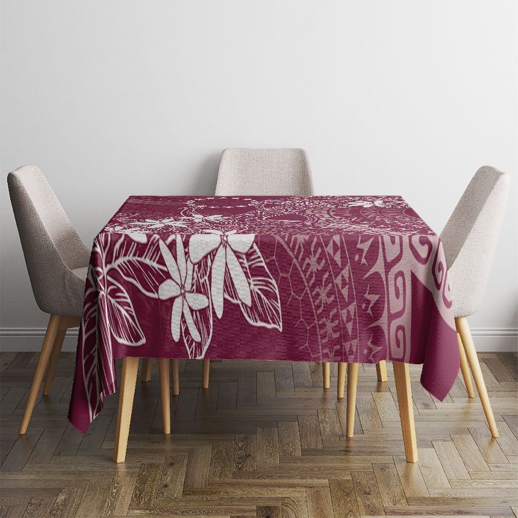 Maroon Kuki Airani Tapakau Tablecloth Tribal Anchor Mix Tiare