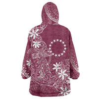 Maroon Kuki Airani Tapakau Wearable Blanket Hoodie Tribal Anchor Mix Tiare
