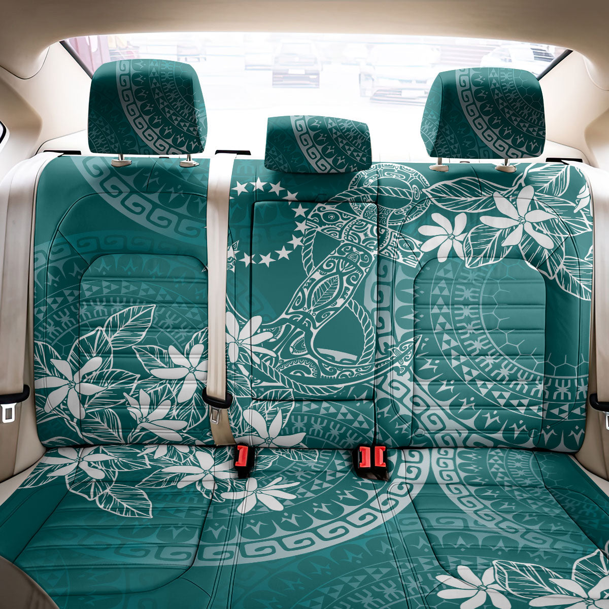 Teal Kuki Airani Tapakau Back Car Seat Cover Tribal Anchor Mix Tiare